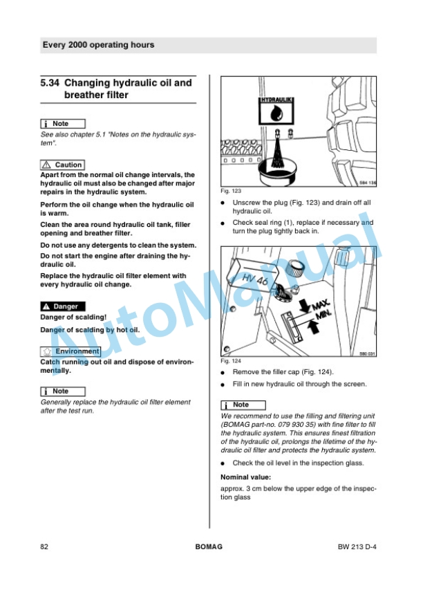 Bomag BW 213 D-4 Single Drum Roller Operating and Maintenance Instructions 00812431 5 Bomag BW 213 D-4 Single Drum Roller Operating and Maintenance Instructions 00812431 - Image 5