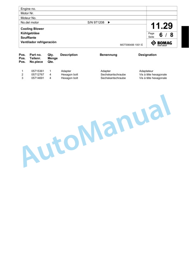 Bomag BW 213 D-4 Single Drum Wheel Drive Vibratory Roller Spare Parts Catalogue 00817773 2 Bomag BW 213 D-4 Single Drum Wheel Drive Vibratory Roller Spare Parts Catalogue 00817773-2