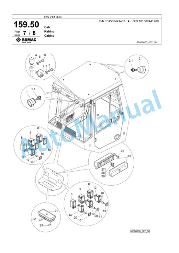 Bomag BW 213 D-40 Single Drum Wheel Drive Vibratory Roller Spare Parts Catalogue 00817945 4 Bomag BW 213 D-40 Single Drum Wheel Drive Vibratory Roller Spare Parts Catalogue 00817945-4