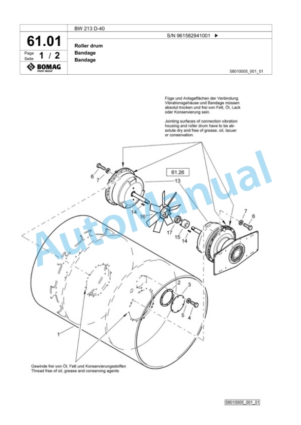 Bomag BW 213 D-40 Single Drum Wheel Drive Vibratory Roller Spare Parts Catalogue 00826005 2 Bomag BW 213 D-40 Single Drum Wheel Drive Vibratory Roller Spare Parts Catalogue 00826005-2