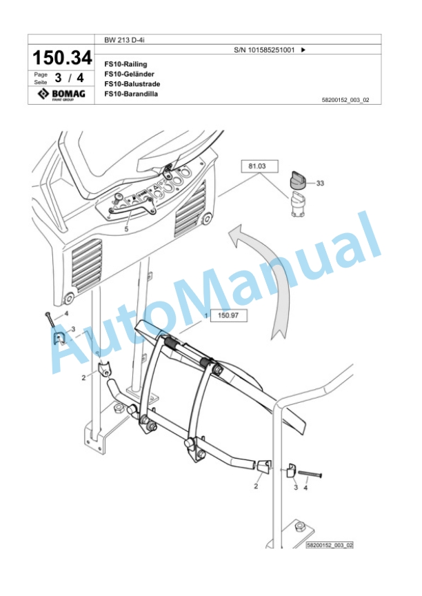 Bomag BW 213 D-4i Single Drum Wheel Drive Vibratory Roller Spare Parts Catalogue 00824671 3 Bomag BW 213 D-4i Single Drum Wheel Drive Vibratory Roller Spare Parts Catalogue 00824671-3