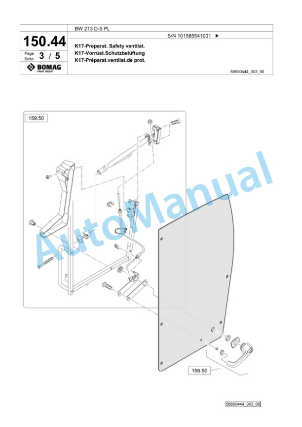 Bomag BW 213 D-5 PL Single Drum Wheel Drive Vibratory Roller Spare Parts Catalogue 00827113 3 Bomag BW 213 D-5 PL Single Drum Wheel Drive Vibratory Roller Spare Parts Catalogue 00827113-3