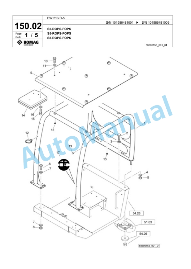 Bomag BW 213 D-5 Single Drum Wheel Drive Vibratory Roller Spare Parts Catalogue 00824861 3 Bomag BW 213 D-5 Single Drum Wheel Drive Vibratory Roller Spare Parts Catalogue 00824861-3