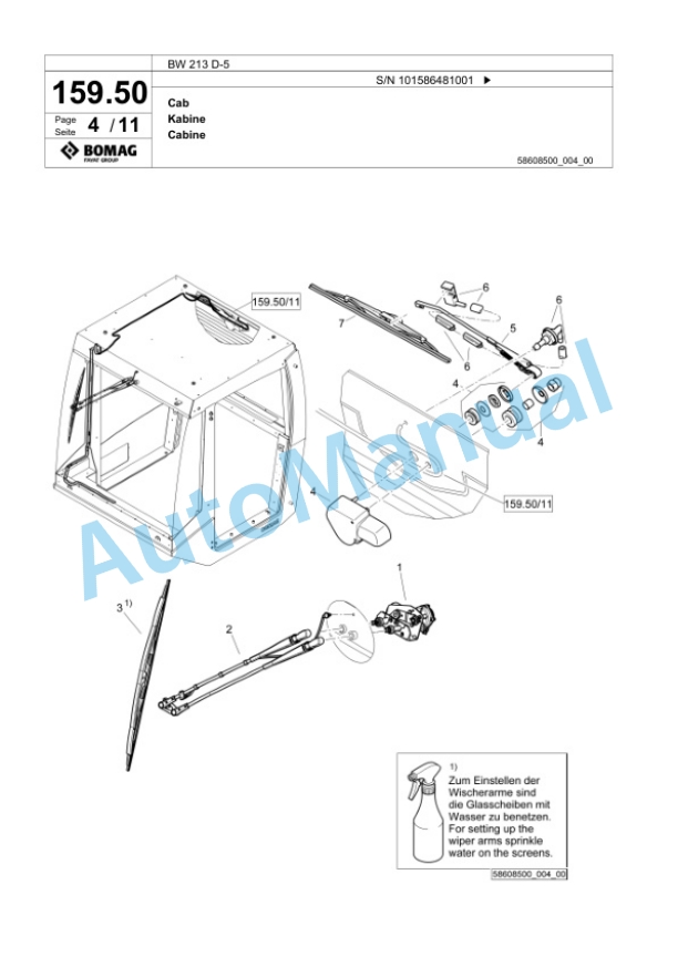 Bomag BW 213 D-5 Single Drum Wheel Drive Vibratory Roller Spare Parts Catalogue 00824861 5 Bomag BW 213 D-5 Single Drum Wheel Drive Vibratory Roller Spare Parts Catalogue 00824861-5