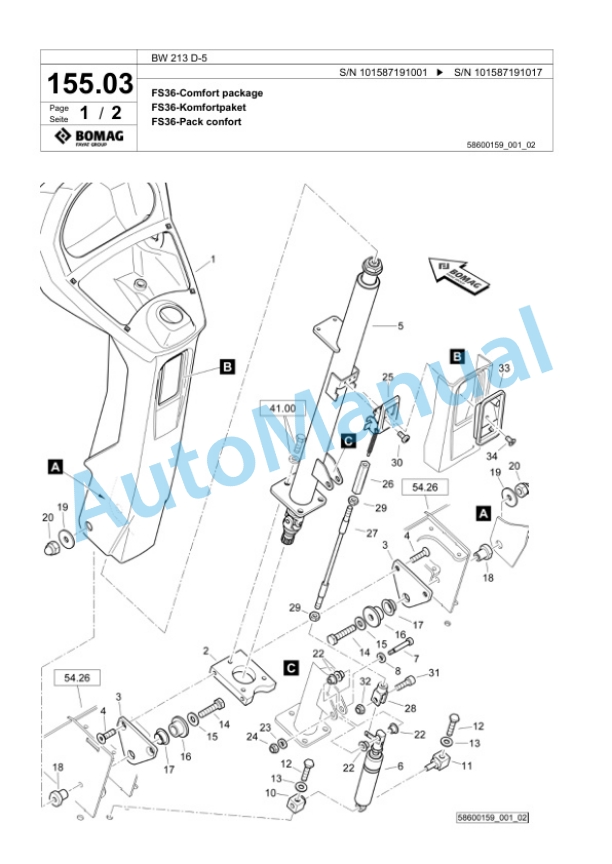 Bomag BW 213 D-5 Single Drum Wheel Drive Vibratory Roller Spare Parts Catalogue 00826071 4 Bomag BW 213 D-5 Single Drum Wheel Drive Vibratory Roller Spare Parts Catalogue 00826071-4