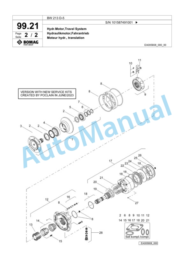 Bomag BW 213 D-5 Single Drum Wheel Drive Vibratory Roller Spare Parts Catalogue 00826275 3 Bomag BW 213 D-5 Single Drum Wheel Drive Vibratory Roller Spare Parts Catalogue 00826275-3