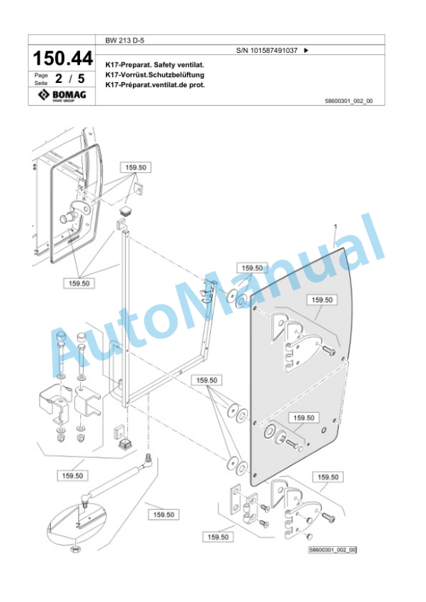 Bomag BW 213 D-5 Single Drum Wheel Drive Vibratory Roller Spare Parts Catalogue 00826275 4 Bomag BW 213 D-5 Single Drum Wheel Drive Vibratory Roller Spare Parts Catalogue 00826275-4