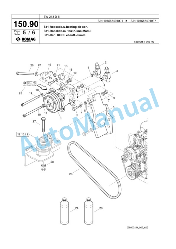 Bomag BW 213 D-5 Single Drum Wheel Drive Vibratory Roller Spare Parts Catalogue 00826275 5 Bomag BW 213 D-5 Single Drum Wheel Drive Vibratory Roller Spare Parts Catalogue 00826275-5