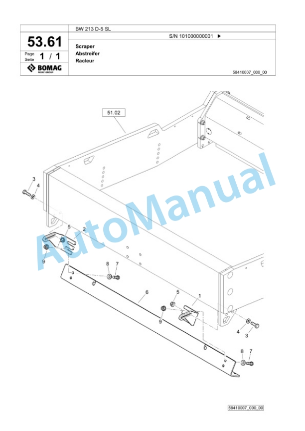 Bomag BW 213 D-5 SL Single Drum Wheel Drive Vibratory Roller Spare Parts Catalogue 00826383 2 Bomag BW 213 D-5 SL Single Drum Wheel Drive Vibratory Roller Spare Parts Catalogue 00826383-2