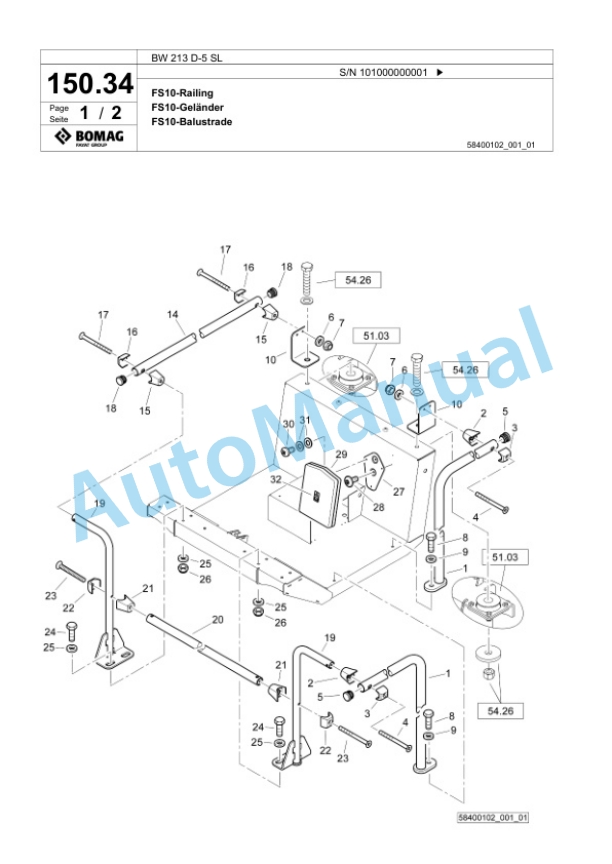 Bomag BW 213 D-5 SL Single Drum Wheel Drive Vibratory Roller Spare Parts Catalogue 00826383 4 Bomag BW 213 D-5 SL Single Drum Wheel Drive Vibratory Roller Spare Parts Catalogue 00826383-4