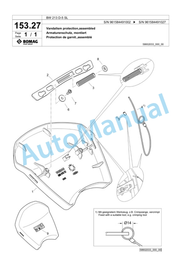 Bomag BW 213 D-5 SL Single Drum Wheel Drive Vibratory Roller Spare Parts Catalogue 00826717 4 Bomag BW 213 D-5 SL Single Drum Wheel Drive Vibratory Roller Spare Parts Catalogue 00826717-4