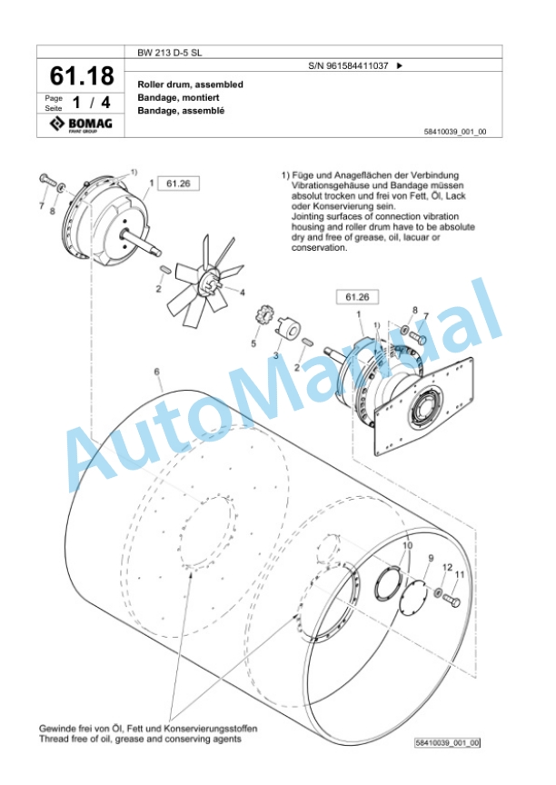 Bomag BW 213 D-5 SL Single Drum Wheel Drive Vibratory Roller Spare Parts Catalogue 00827001 2 Bomag BW 213 D-5 SL Single Drum Wheel Drive Vibratory Roller Spare Parts Catalogue 00827001-2