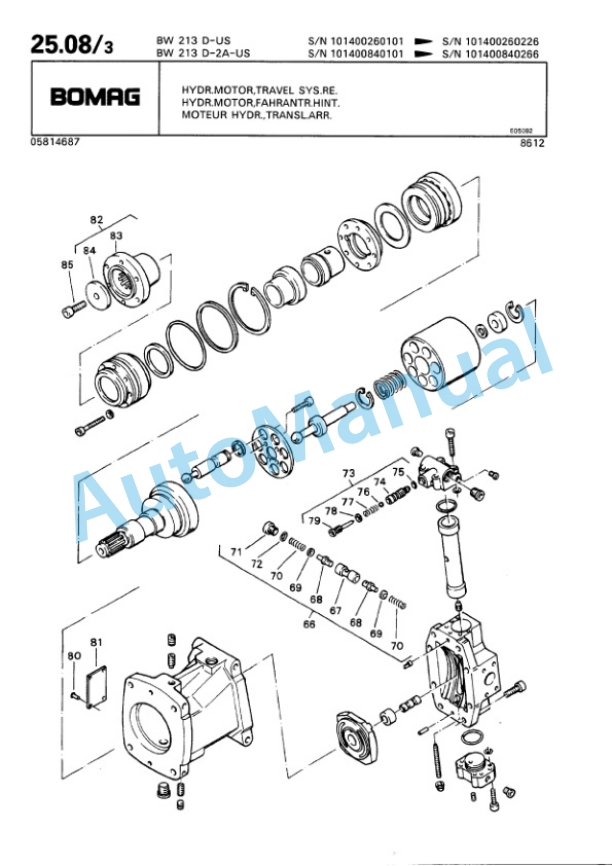 Bomag BW 213 D, BW 213 D2 Ampl Single Drum Wheel Drive Vibratory Roller Spare Parts Catalogue 00810037 2 Bomag BW 213 D, BW 213 D2 Ampl Single Drum Wheel Drive Vibratory Roller Spare Parts Catalogue 00810037-2