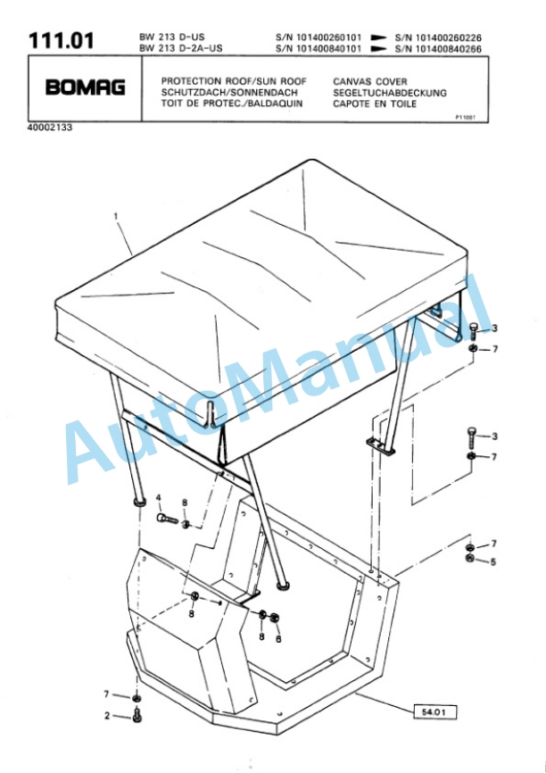 Bomag BW 213 D, BW 213 D2 Ampl Single Drum Wheel Drive Vibratory Roller Spare Parts Catalogue 00810037 4 Bomag BW 213 D, BW 213 D2 Ampl Single Drum Wheel Drive Vibratory Roller Spare Parts Catalogue 00810037-4