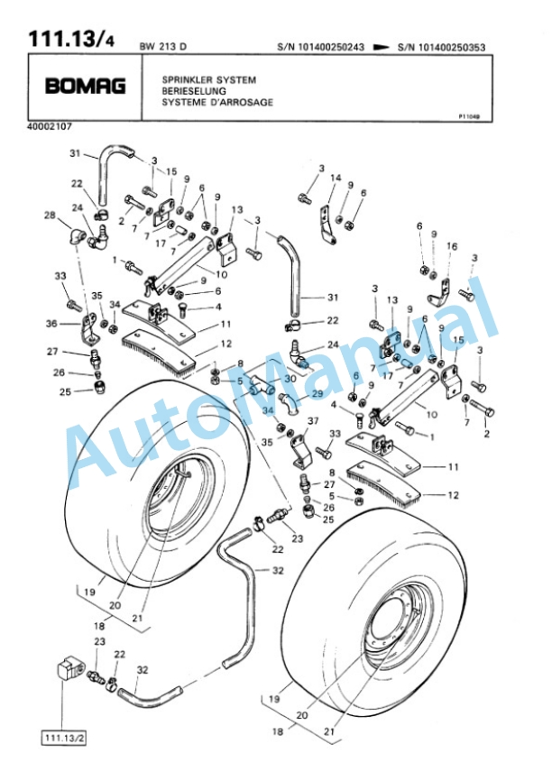 Bomag BW 213 D Single Drum Wheel Drive Vibratory Roller Spare Parts Catalogue 00810043 5 Bomag BW 213 D Single Drum Wheel Drive Vibratory Roller Spare Parts Catalogue 00810043-5