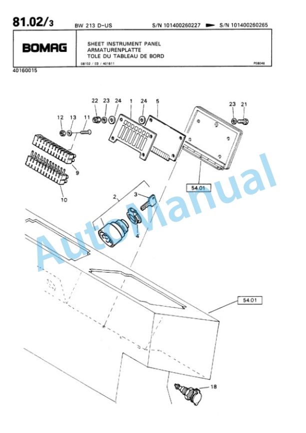 Bomag BW 213 D Single Drum Wheel Drive Vibratory Roller Spare Parts Catalogue 00810137 4 Bomag BW 213 D Single Drum Wheel Drive Vibratory Roller Spare Parts Catalogue 00810137-4