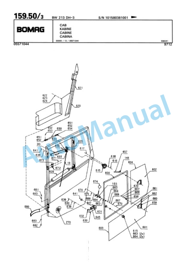 Bomag BW 213 DH-3 Single Drum Wheel Drive Vibratory Roller Spare Parts Catalogue 00815338 5 Bomag BW 213 DH-3 Single Drum Wheel Drive Vibratory Roller Spare Parts Catalogue 00815338-5