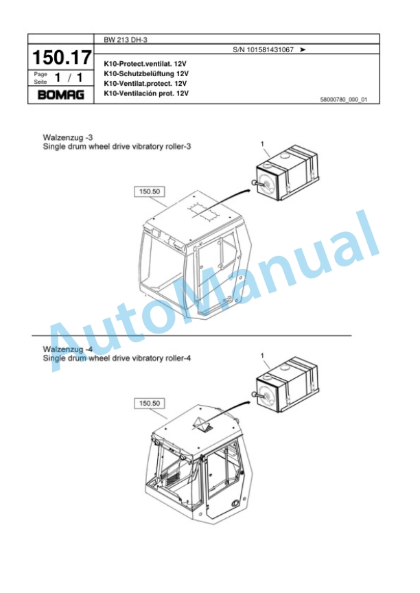 Bomag BW 213 DH-3 Single Drum Wheel Drive Vibratory Roller Spare Parts Catalogue 00817589 4 Bomag BW 213 DH-3 Single Drum Wheel Drive Vibratory Roller Spare Parts Catalogue 00817589-4