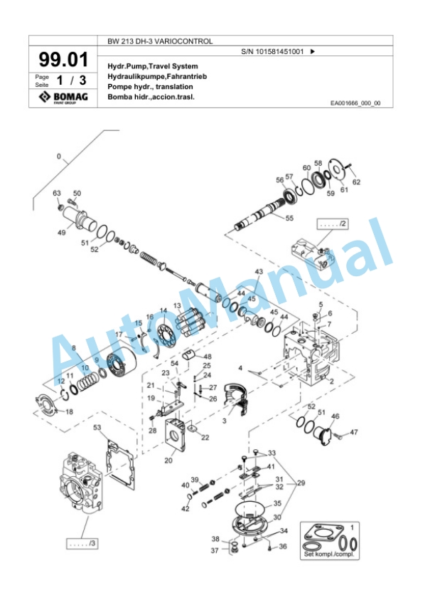 Bomag BW 213 DH-3 VARIOCONTROL Single Drum Wheel Drive Vibratory Roller Spare Parts Catalogue 00817591 3 Bomag BW 213 DH-3 VARIOCONTROL Single Drum Wheel Drive Vibratory Roller Spare Parts Catalogue 00817591-3