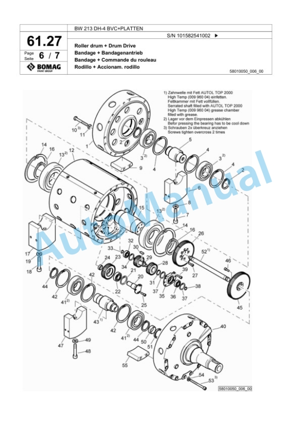 Bomag BW 213 DH-4 BVC Plus PLATTEN Single Drum Wheel Drive Vibratory Roller Spare Parts Catalogue 00817781 2 Bomag BW 213 DH-4 BVC Plus PLATTEN Single Drum Wheel Drive Vibratory Roller Spare Parts Catalogue 00817781-2