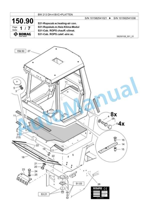 Bomag BW 213 DH-4 BVC Plus PLATTEN Single Drum Wheel Drive Vibratory Roller Spare Parts Catalogue 00817781 5 Bomag BW 213 DH-4 BVC Plus PLATTEN Single Drum Wheel Drive Vibratory Roller Spare Parts Catalogue 00817781-5
