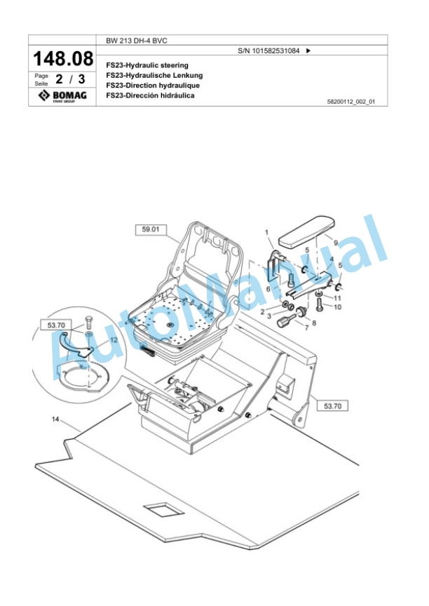 Bomag BW 213 DH-4 BVC Single Drum Wheel Drive Vibratory Roller Spare Parts Catalogue 00817779 4 Bomag BW 213 DH-4 BVC Single Drum Wheel Drive Vibratory Roller Spare Parts Catalogue 00817779-4
