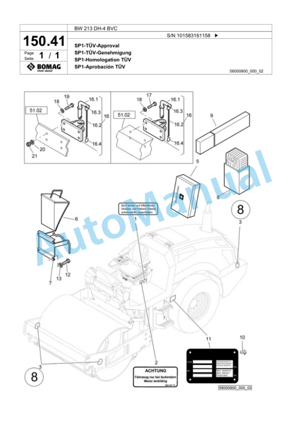 Bomag BW 213 DH-4 BVC Single Drum Wheel Drive Vibratory Roller Spare Parts Catalogue 00818123 4 Bomag BW 213 DH-4 BVC Single Drum Wheel Drive Vibratory Roller Spare Parts Catalogue 00818123-4