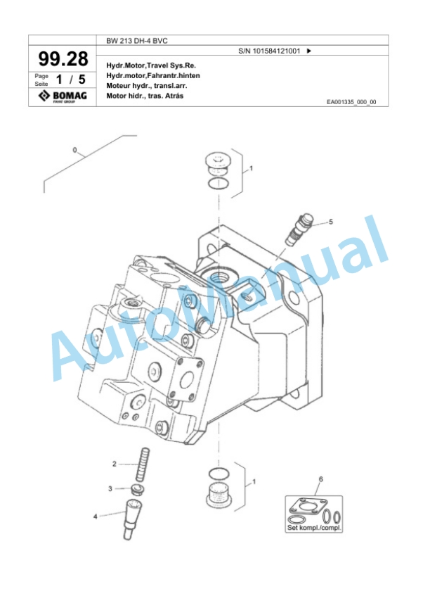 Bomag BW 213 DH-4 BVC Single Drum Wheel Drive Vibratory Roller Spare Parts Catalogue 00824041 3 Bomag BW 213 DH-4 BVC Single Drum Wheel Drive Vibratory Roller Spare Parts Catalogue 00824041-3
