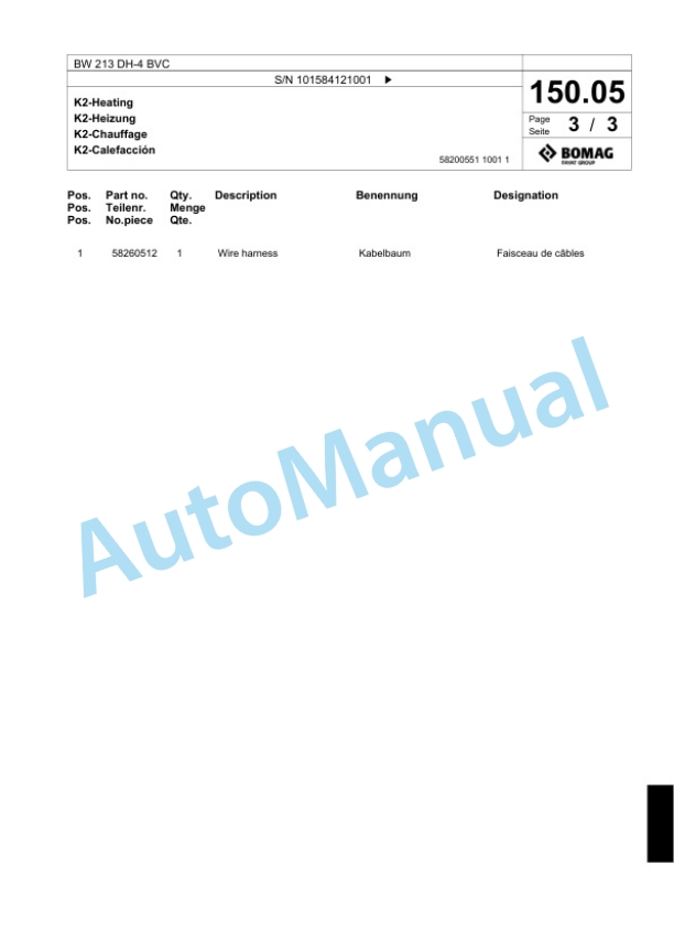Bomag BW 213 DH-4 BVC Single Drum Wheel Drive Vibratory Roller Spare Parts Catalogue 00824041 4 Bomag BW 213 DH-4 BVC Single Drum Wheel Drive Vibratory Roller Spare Parts Catalogue 00824041-4