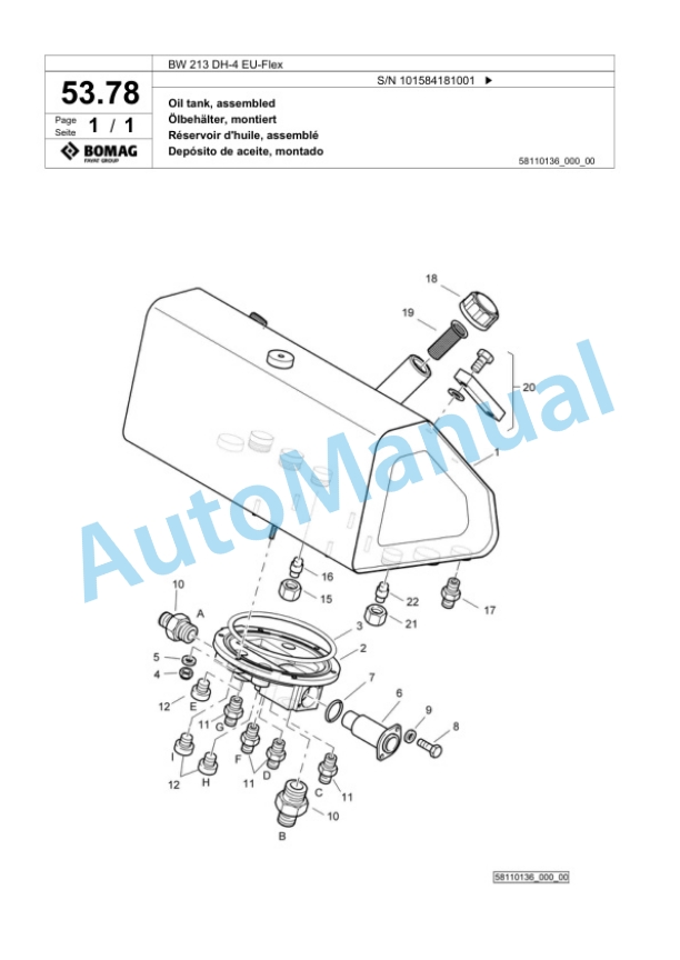 Bomag BW 213 DH-4 EU-Flex Single Drum Wheel Drive Vibratory Roller Spare Parts Catalogue 00824433 2 Bomag BW 213 DH-4 EU-Flex Single Drum Wheel Drive Vibratory Roller Spare Parts Catalogue 00824433-2