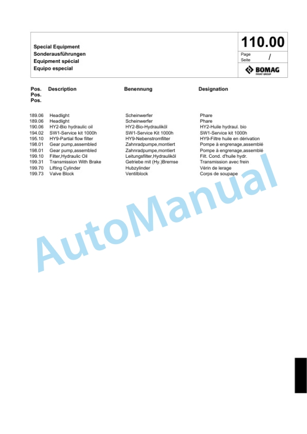 Bomag BW 213 DH-4 EU-Flex Single Drum Wheel Drive Vibratory Roller Spare Parts Catalogue 00824433 3 Bomag BW 213 DH-4 EU-Flex Single Drum Wheel Drive Vibratory Roller Spare Parts Catalogue 00824433-3