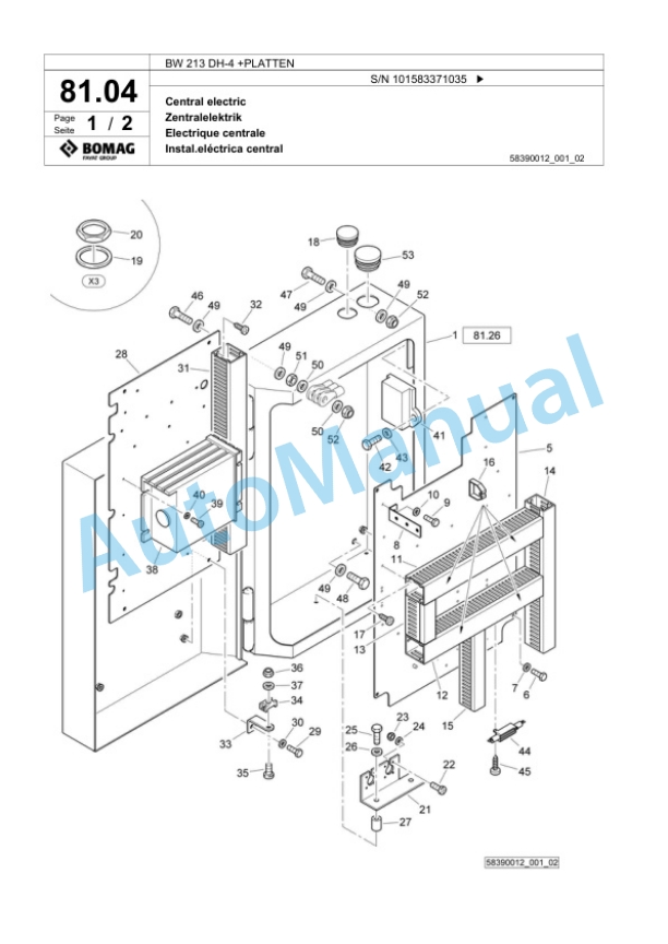 Bomag BW 213 DH-4 Plus PLATTEN Single Drum Wheel Drive Vibratory Roller Spare Parts Catalogue 00818437 2 Bomag BW 213 DH-4 Plus PLATTEN Single Drum Wheel Drive Vibratory Roller Spare Parts Catalogue 00818437-2