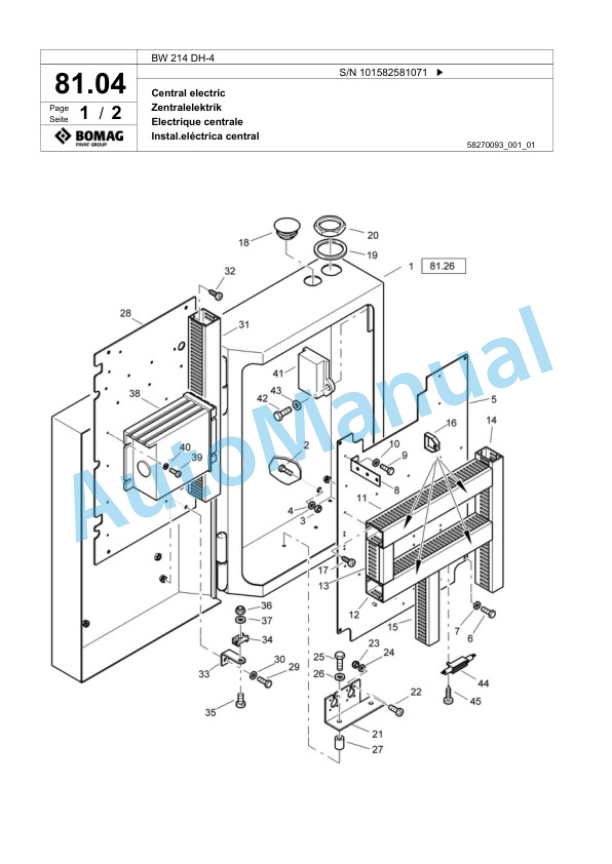 Bomag BW 213 DH-4 Single Drum Wheel Drive Vibratory Roller Spare Parts Catalogue 00817789 2 Bomag BW 213 DH-4 Single Drum Wheel Drive Vibratory Roller Spare Parts Catalogue 00817789-2