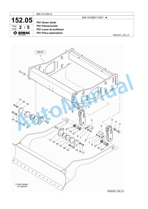 Bomag BW 213 DH-4 Single Drum Wheel Drive Vibratory Roller Spare Parts Catalogue 00824039 4 Bomag BW 213 DH-4 Single Drum Wheel Drive Vibratory Roller Spare Parts Catalogue 00824039-4
