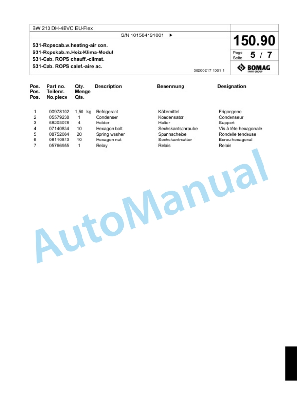 Bomag BW 213 DH-4BVC EU-Flex Single Drum Wheel Drive Vibratory Roller Spare Parts Catalogue 00824435 5 Bomag BW 213 DH-4BVC EU-Flex Single Drum Wheel Drive Vibratory Roller Spare Parts Catalogue 00824435-5