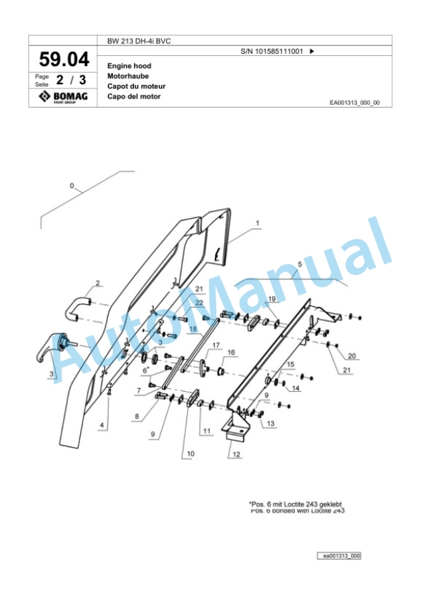 Bomag BW 213 DH-4i BVC Single Drum Wheel Drive Vibratory Roller Spare Parts Catalogue 00824447 2 Bomag BW 213 DH-4i BVC Single Drum Wheel Drive Vibratory Roller Spare Parts Catalogue 00824447-2
