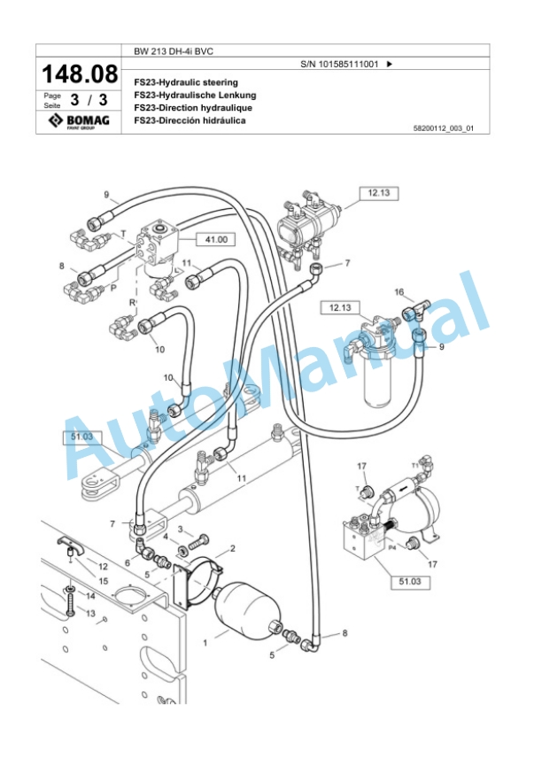 Bomag BW 213 DH-4i BVC Single Drum Wheel Drive Vibratory Roller Spare Parts Catalogue 00824447 4 Bomag BW 213 DH-4i BVC Single Drum Wheel Drive Vibratory Roller Spare Parts Catalogue 00824447-4