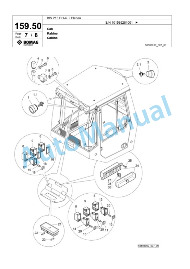 Bomag BW 213 DH-4i Plus Platten Single Drum Wheel Drive Vibratory Roller Spare Parts Catalogue 00824677 5 Bomag BW 213 DH-4i Plus Platten Single Drum Wheel Drive Vibratory Roller Spare Parts Catalogue 00824677-5