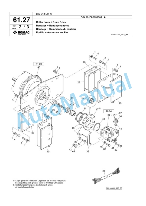 Bomag BW 213 DH-4i Single Drum Wheel Drive Vibratory Roller Spare Parts Catalogue 00824445 2 Bomag BW 213 DH-4i Single Drum Wheel Drive Vibratory Roller Spare Parts Catalogue 00824445-2