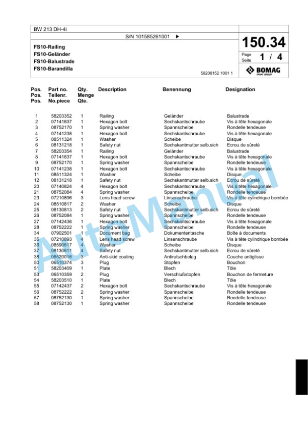 Bomag BW 213 DH-4i Single Drum Wheel Drive Vibratory Roller Spare Parts Catalogue 00824673 3 Bomag BW 213 DH-4i Single Drum Wheel Drive Vibratory Roller Spare Parts Catalogue 00824673-3