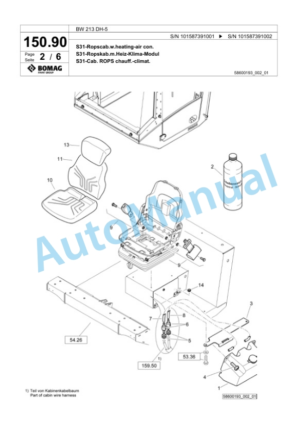 Bomag BW 213 DH-5 Single Drum Wheel Drive Vibratory Roller Spare Parts Catalogue 00826043 4 Bomag BW 213 DH-5 Single Drum Wheel Drive Vibratory Roller Spare Parts Catalogue 00826043-4