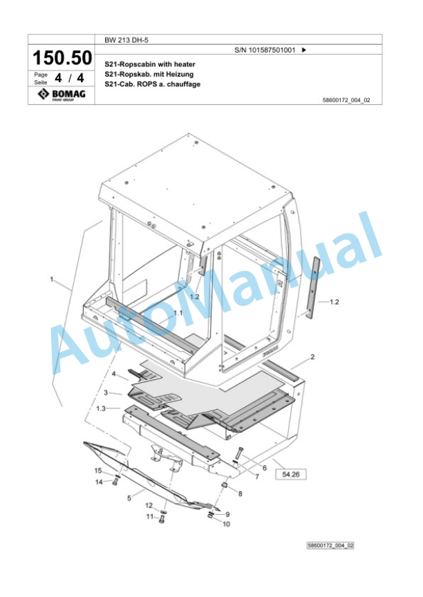Bomag BW 213 DH-5 Single Drum Wheel Drive Vibratory Roller Spare Parts Catalogue 00826277 4 Bomag BW 213 DH-5 Single Drum Wheel Drive Vibratory Roller Spare Parts Catalogue 00826277-4