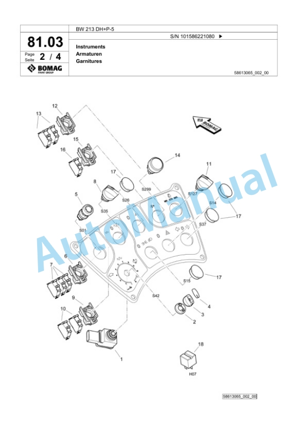 Bomag BW 213 DH Plus P-5 Single Drum Wheel Drive Vibratory Roller Spare Parts Catalogue 00824729 2 Bomag BW 213 DH Plus P-5 Single Drum Wheel Drive Vibratory Roller Spare Parts Catalogue 00824729-2