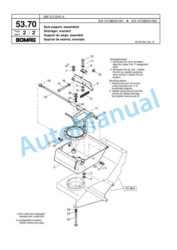 Bomag BW 213 DHC-4 Single Drum Wheel Drive Vibratory Roller Spare Parts Catalogue 00818031 2 Bomag BW 213 DHC-4 Single Drum Wheel Drive Vibratory Roller Spare Parts Catalogue 00818031-2