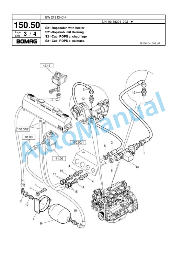 Bomag BW 213 DHC-4 Single Drum Wheel Drive Vibratory Roller Spare Parts Catalogue 00818031 4 Bomag BW 213 DHC-4 Single Drum Wheel Drive Vibratory Roller Spare Parts Catalogue 00818031-4