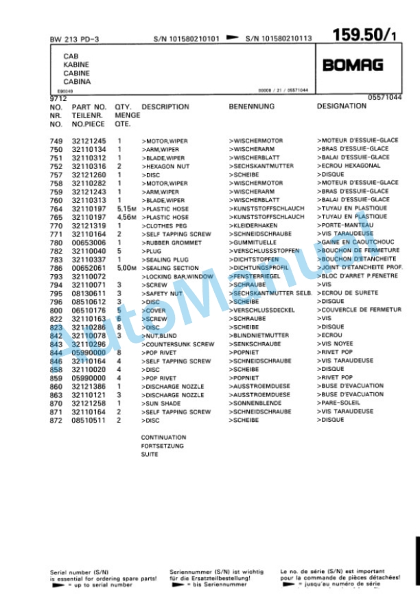 Bomag BW 213 PD-3 Single Drum Wheel Drive Vibratory Roller Spare Parts Catalogue 00815321 3 Bomag BW 213 PD-3 Single Drum Wheel Drive Vibratory Roller Spare Parts Catalogue 00815321-3