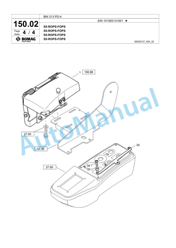 Bomag BW 213 PD-4 Single Drum Wheel Drive Vibratory Roller Spare Parts Catalogue 00818335 4 Bomag BW 213 PD-4 Single Drum Wheel Drive Vibratory Roller Spare Parts Catalogue 00818335-4