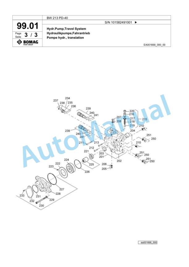 Bomag BW 213 PD-40 Single Drum Wheel Drive Vibratory Roller Spare Parts Catalogue 00818063 2 Bomag BW 213 PD-40 Single Drum Wheel Drive Vibratory Roller Spare Parts Catalogue 00818063-2