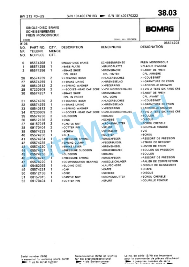 Bomag BW 213 PD Single Drum Wheel Drive Vibratory Roller Spare Parts Catalogue 00810138 3 Bomag BW 213 PD Single Drum Wheel Drive Vibratory Roller Spare Parts Catalogue 00810138-3