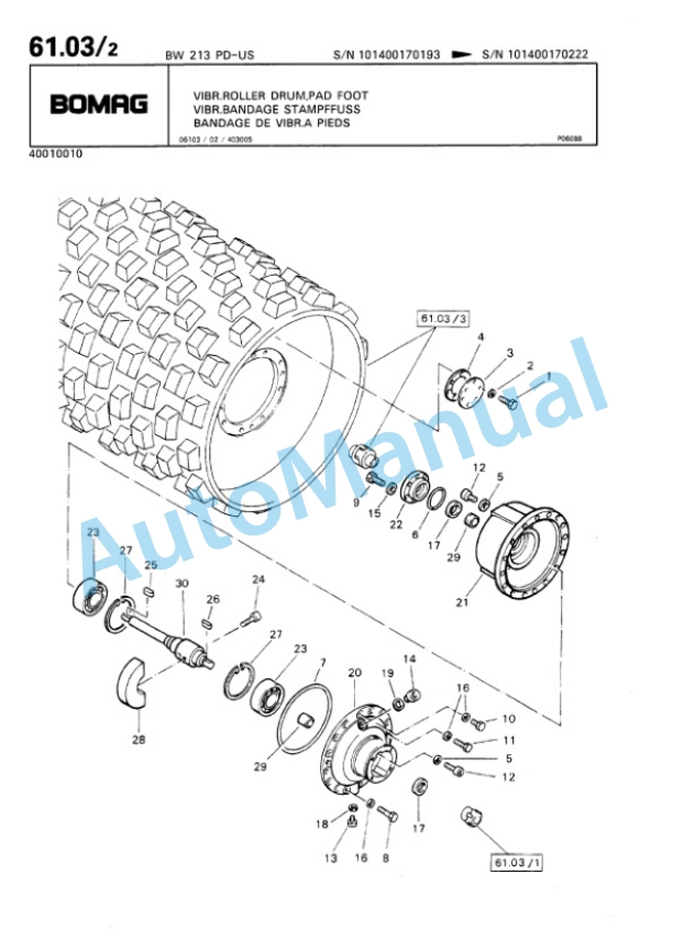Bomag BW 213 PD Single Drum Wheel Drive Vibratory Roller Spare Parts Catalogue 00810138 4 Bomag BW 213 PD Single Drum Wheel Drive Vibratory Roller Spare Parts Catalogue 00810138-4